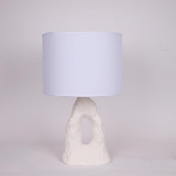 TABLE LAMP, WITH LINEN SHADE, CERAMIC, WHITE, 33x55cm 814-50014