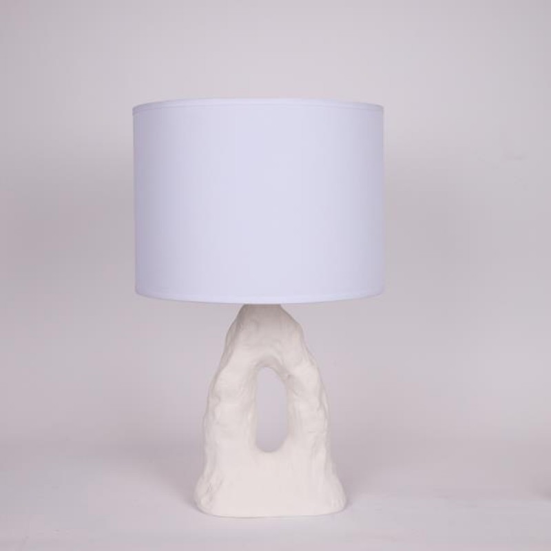 TABLE LAMP, WITH LINEN SHADE, CERAMIC, WHITE, 33x55cm 814-50014