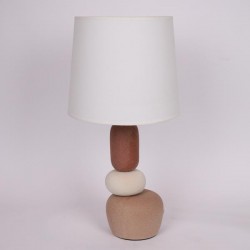 TABLE LAMP, WITH LINEN SHADE, CERAMIC, BROWN-WHITE, 30x59cm 814-50018