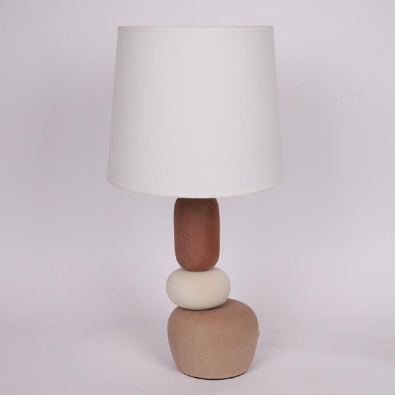 TABLE LAMP, WITH LINEN SHADE, CERAMIC, BROWN-WHITE, 30x59cm 814-50018