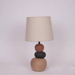 TABLE LAMP, WITH LINEN SHADE, CERAMIC, BROWN-GREY, 25x45cm 814-50019