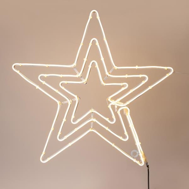 TRIPLE STAR, 5m NEON LED ROPE LIGHT, 2-WAY, WARM WHITE LED, 60x60cm, IP44 600-23112