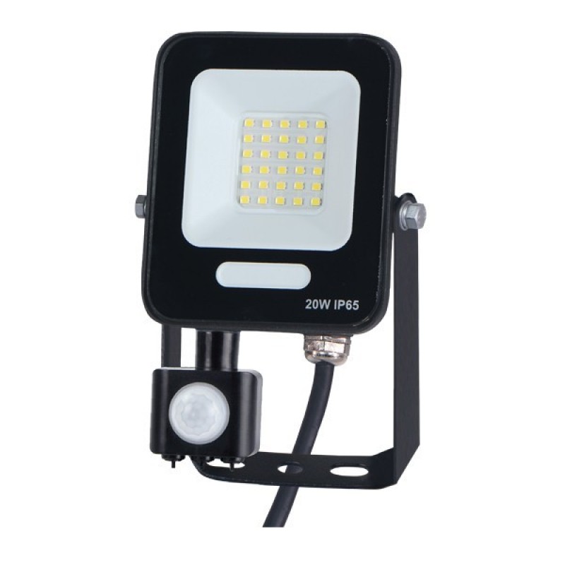 PROJECTOR LED SMD WITH ROTADED MOVEMENT DETECTOR 20W BLACK IP54 3000K PLUS 147-69065