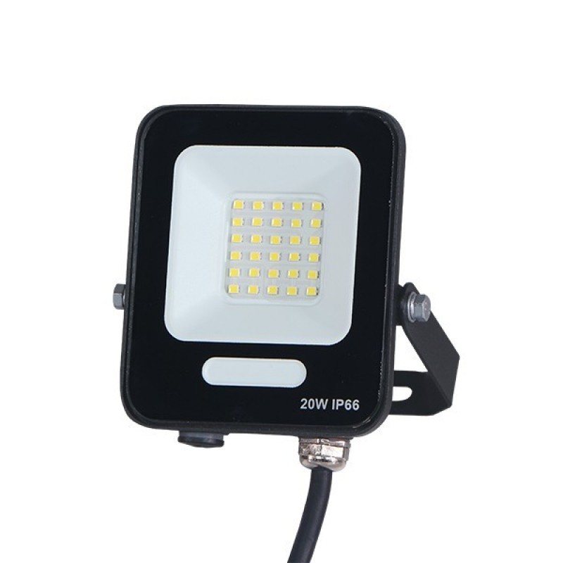 PROJECTOR LED SMD 20W BLACK IP66 4000K PLUS 60cm CABLE 147-69803