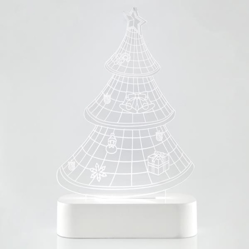 LIGHTED TREE PLEXI GLASS, 5 LED, BATTERY OPERATED, 13x5,5x22,5cm 600-40276