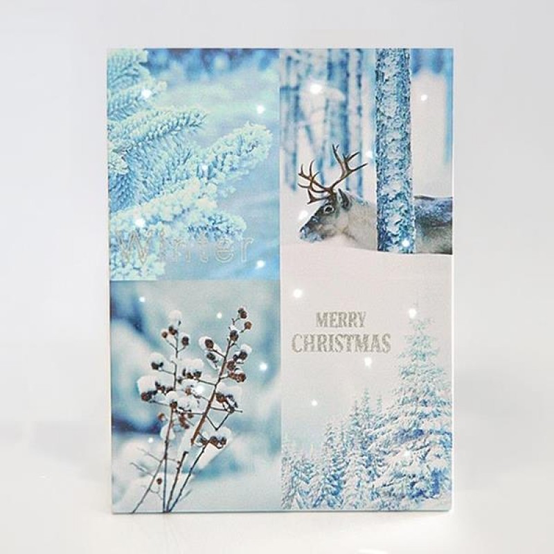 CANVAS PICTURE WITH SNOWY SCENE DESIGN, 30X40cm, WITH 20 LED, BATTERY OPERATED 600-41507