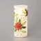 WHITE LIGHTED CANDLE HOLDER, BATTERY OPERATED, WITH RED FLOWER, 9x20cm 600-45166