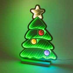 CHRISTMAS TREE 27x1,5x39cm, DECORATIVE DESIGN MIRROR WITH LED TAPE, ADAPTOR, 174 LED, MULTI LED, LEAD WIRE 3m, IP20 600-46604 CHRISTMAS TREE 27x1,5x39cm, DECORATIVE DESIGN MIRROR WITH LED TAPE, ADAPTOR, 174 LED, MULTI LED, LEAD WIRE 3m, IP20 600-46604