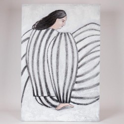 КАНВАС СТЕННА КАРТИНА ЖЕНСКА ФИГУРА ЧЕРНО-БЯЛА 60X90 СМ