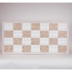 ПАНА С ИЗКУСТВО CANVAS КРЪГ И КВАДРАТ БЕЖОВО-БЯЛО 62X122 СМ