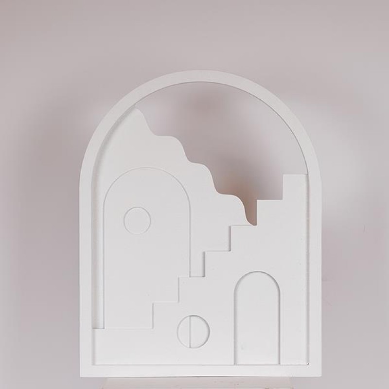 ДЪРВЕНА ДЕКОРАЦИЯ ЗА СТЕНА HOUSE БЯЛА 40X2.5X50.8CM