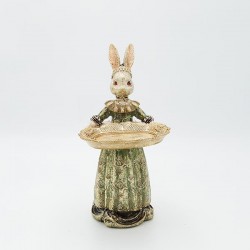 EASTER BANNY WITH A PLATTER, POLYRESIN, 15.5x28.8x14.5cm 818-00001
