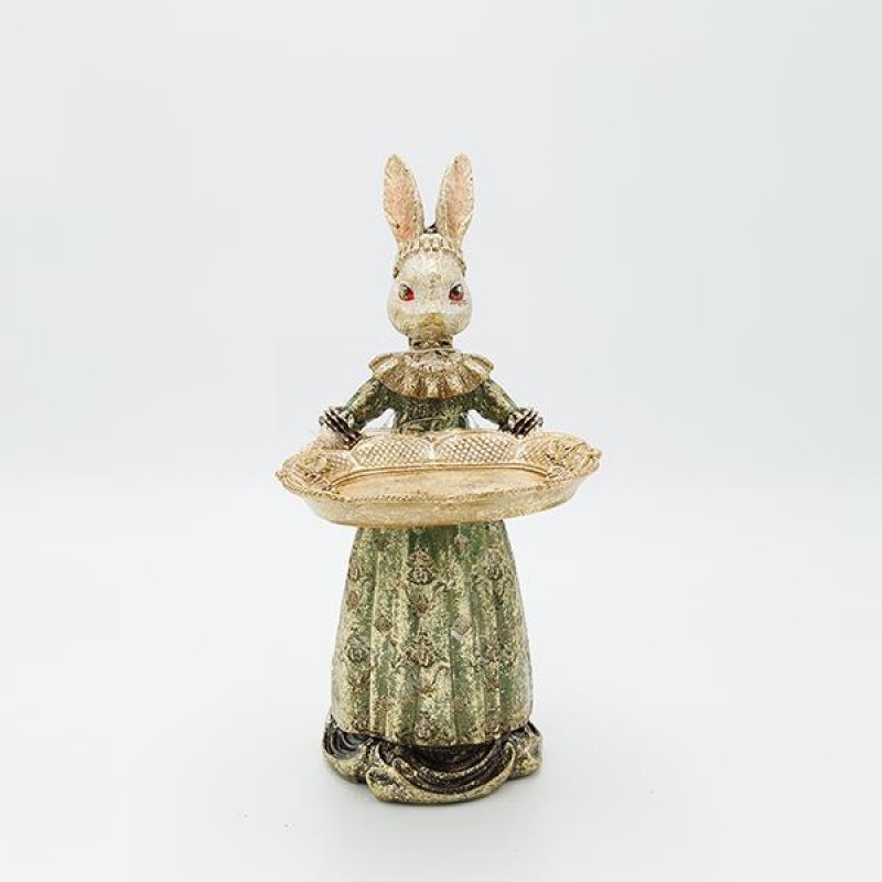 EASTER BANNY WITH A PLATTER, POLYRESIN, 15.5x28.8x14.5cm 818-00001