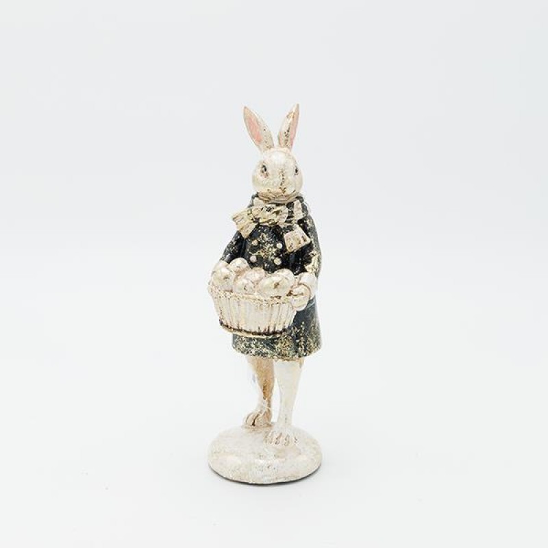 EASTER BANNY WITH A BUSKET FULL OF EASTER EGGS, POLYRESIN,  6.5x31x11cm 818-00011