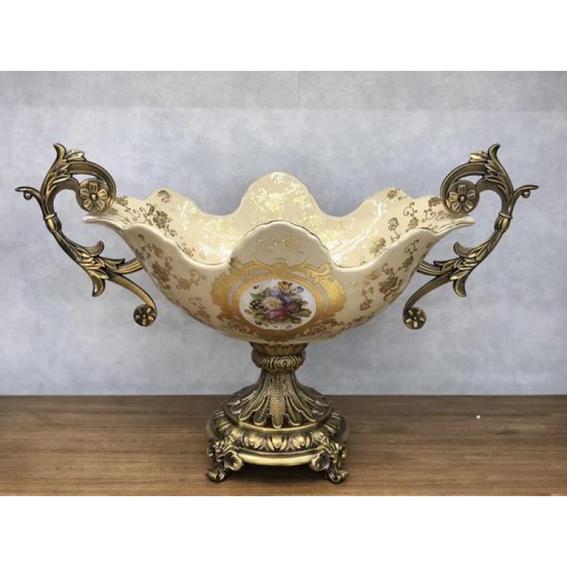 СЛАДКАРНИЦА КЕРАМИЧНА БЯЛА - ЗЛАТНА 52X26X34CM СЛАДКАРНИЦА КЕРАМИЧНА БЯЛА - ЗЛАТНА 52X26X34CM
