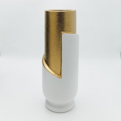 КЕРАМИЧНА ВАЗА БЯЛА - ЗЛАТНА 13.5X13.5X36.5 СМ