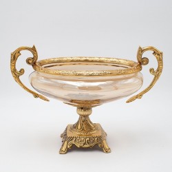 ПОСТАВКА ЗА ТОРТА, СТЪКЛО С МЕТАЛНИ АКЦЕНТИ, АНТИЧНО ЗЛАТО-КЕХЛИБАР, 31X14X22CM ПОСТАВКА ЗА ТОРТА, СТЪКЛО С МЕТАЛНИ АКЦЕНТИ, АНТИЧНО ЗЛАТО-КЕХЛИБАР, 31X14X22CM