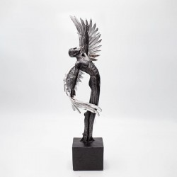 ДЕКОРАТИВНА ФИГУРА МЪЖ С КРИЛА СРЕБЪРНО-ЧЕРНА 9X6.5X39CM