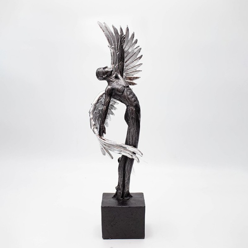 ДЕКОРАТИВНА ФИГУРА МЪЖ С КРИЛА СРЕБЪРНО-ЧЕРНА 9X6.5X39CM ДЕКОРАТИВНА ФИГУРА МЪЖ С КРИЛА СРЕБЪРНО-ЧЕРНА 9X6.5X39CM
