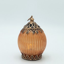 ЛАНТЕРНА МЕТАЛ - СТЪКЛО С БАТЕРИЯ ЗЛАТИСТА - ОРАНЖЕВА 9.5X9.5X14CM ЛАНТЕРНА МЕТАЛ - СТЪКЛО С БАТЕРИЯ ЗЛАТИСТА - ОРАНЖЕВА 9.5X9.5X14CM