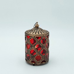 ЛАНТЕРНА МЕТАЛ - СТЪКЛО С БАТЕРИЯ ЗЛАТИСТ - ЧЕРВЕН 8.5X8.5X15CM ЛАНТЕРНА МЕТАЛ - СТЪКЛО С БАТЕРИЯ ЗЛАТИСТ - ЧЕРВЕН 8.5X8.5X15CM