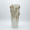 VASE CERAMIC WHITΕ WITH FLOWERS 16.5x16.5x38cm 819-01446