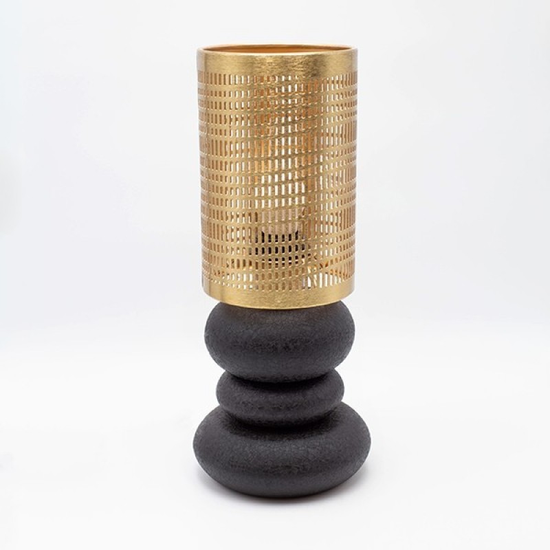 TABLE LAMP METAL GOLD - BLACK 16x16x40cm 814-40004