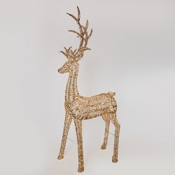 LIGHTED GOLD REINDEER 270cm, 5200 MINI LED, 31V ADAPTOR, 8 M/F, SILVER COPPER WIRE, GOLD METAL FRAME, WARM WHITE LED, LEAD WIRE 5m, IP44 600-22573 LIGHTED GOLD REINDEER 270cm, 5200 MINI LED, 31V ADAPTOR, 8 M/F, SILVER COPPER WIRE, GOLD METAL FRAME, WARM WHITE LED, LEAD WIRE 5m, IP44 600-22573