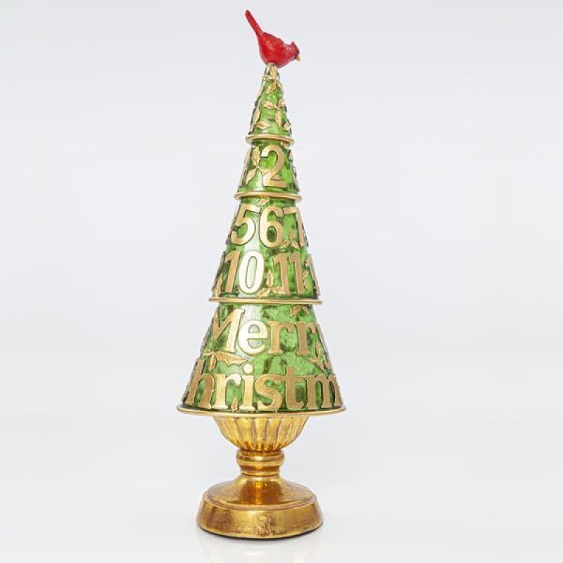 TABLE TREE, COPPER, WITH BIRD ON TOP, 16x13x50,5cm 600-41147