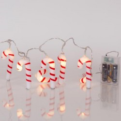 LINE, 10 LED 5mm, RED & WHITE CANDY, BATTERY BOX 3xAA, TIMER, TRANSPARENT PVC WIRE, WARM WHITE LED, PER 15cm, LEAD WIRE 30cm, IP20 600-03069