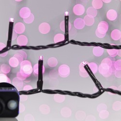 LINE, 240 LED 3mm, 31V ADAPTOR, 8 M/F & MEMORY, GREEN PVC WIRE, PINK LED, PER 5cm, LEAD WIRE 3m, IP44 600-13298