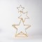 LIGHTED GOLD STARS 82cm, 350 MINI LED, 4,5V ADAPTOR, TIMER, SILVER COPPER WIRE, GOLD METAL FRAME, WARM WHITE LED, LEAD WIRE 5m, IP44 600-22576