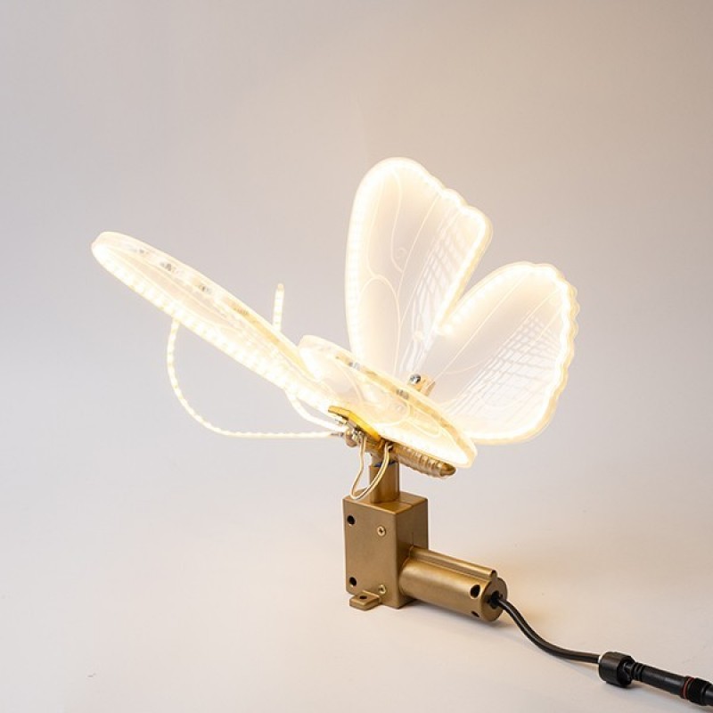 LIGHTED BUTTERFLY 40cm, WITH MOTION, 12V ADAPTOR, 120 LED/M, WARM WHITE LED, LEAD WIRE 3m, IP44 600-22581