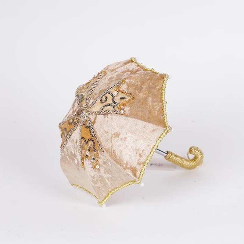 GEISHA UMBRELLA, BEIGE VELVET, 16x20cm 600-46906