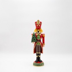 DOG SOLDIER WITH TREE, RED, POLYRESIN, 11.5x36.5cm 600-47036