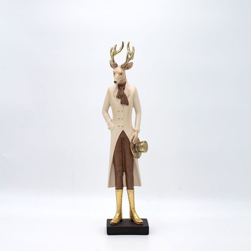 REINDEER POLYRESIN, WITH SMOKING AND HAT, 38cm 600-47126