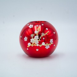 ЕЛЕГАНТНА КОЛЕДНА СВЕЩНИК С БЕЛИ 3D ЦВЕТЯ