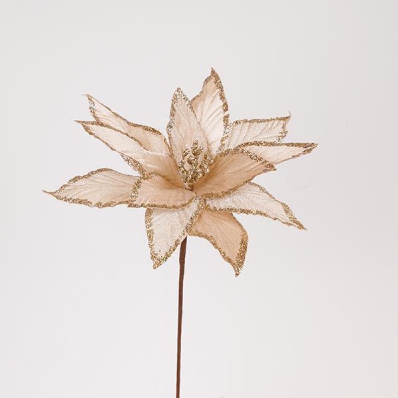 CHAMPAGNE FLOWER WITH GLITTER LEAVES, 34x48cm 600-47517