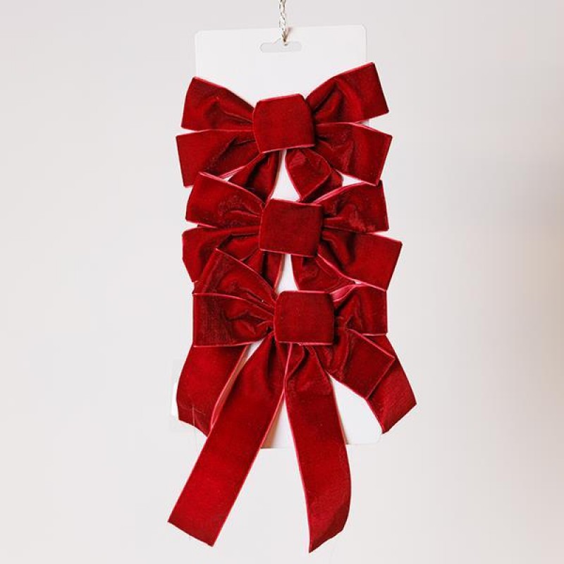 LITTLE VELVET BOWS, BURGUNDY, SET 3PCS, 16x24cm 600-47542