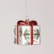 GLASS GIFT, WITH RED RIBBON AND MISTLETOE, 7.2x8.5cm 600-47901