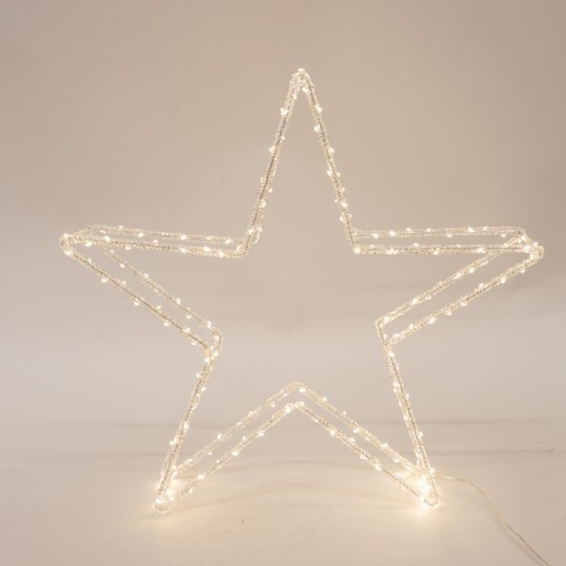 ACRYLIC STAR, 3,5V ADAPTOR, 140 WARM WHITE LED, LEAD WIRE 5m, 60x12x58cm, IP44 600-47902