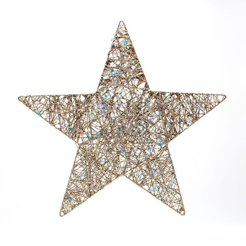 STAR WITH CHAMPAGNE THREAD AND IRIDESCENT LITTLE STARS, 70cm 600-48050