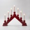 WOODEN CANDLEHOLDER, BRIDGE, RED, WITH ADAPTOR, 38x4.8x33cm 600-48158
