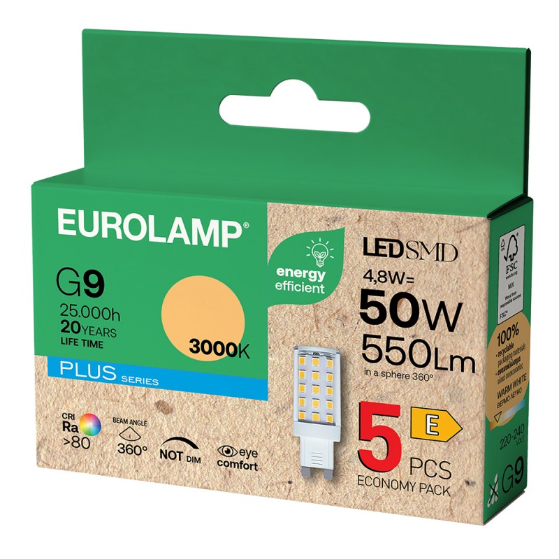 LED КРУШКА G9 4,8W 550LM 3000K