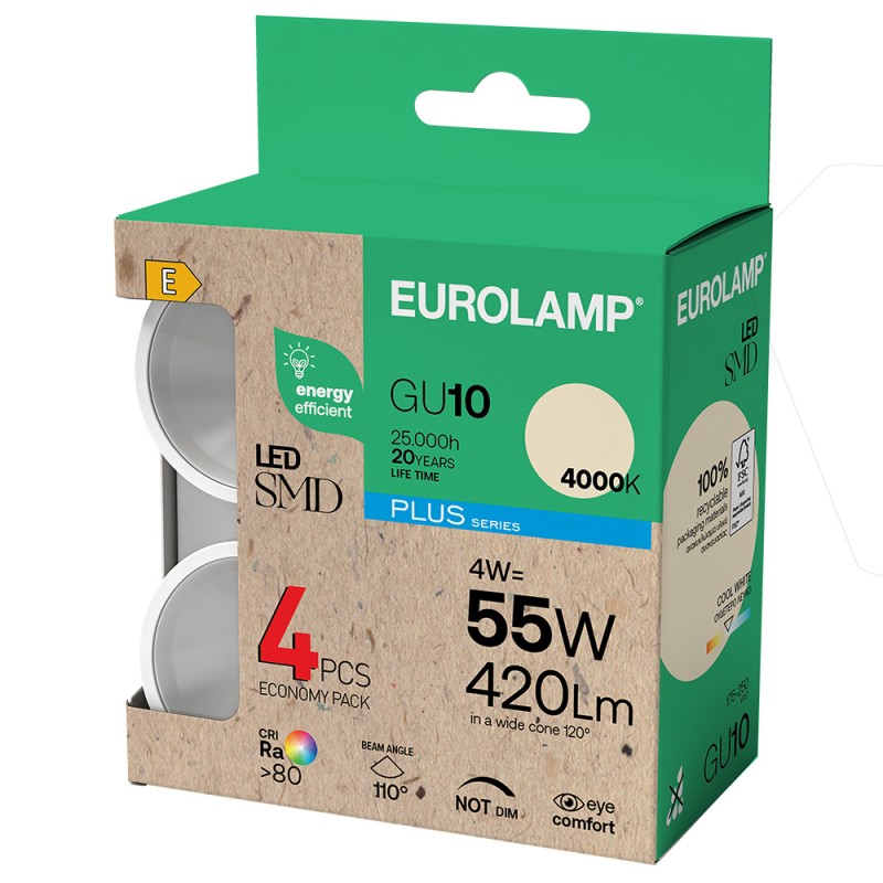 LED КРУШКА GU10 4,9W 420LM 4000K 110°