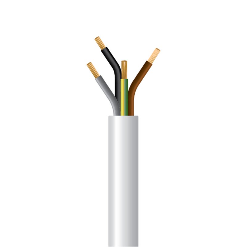 ГЪВКАВ КАБЕЛ H05VV-F 4X2,5MM² БЯЛ (50М/РОЛКА)