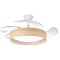 DECORATIVE CEILING FAN WHITE WITH RETRACTABLE BLADES AND BROWN KNITTED Φ106 30W DC MOTOR WITH LED LIGHT 45W AND REMOTE CONTROL 300-25086