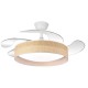 DECORATIVE CEILING FAN WHITE WITH RETRACTABLE BLADES AND BROWN KNITTED Φ106 30W DC MOTOR WITH LED LIGHT 45W AND REMOTE CONTROL 300-25086 DECORATIVE CEILING FAN WHITE WITH RETRACTABLE BLADES AND BROWN KNITTED Φ106 30W DC MOTOR WITH LED LIGHT 45W AND REMOTE CONTROL 300-25086